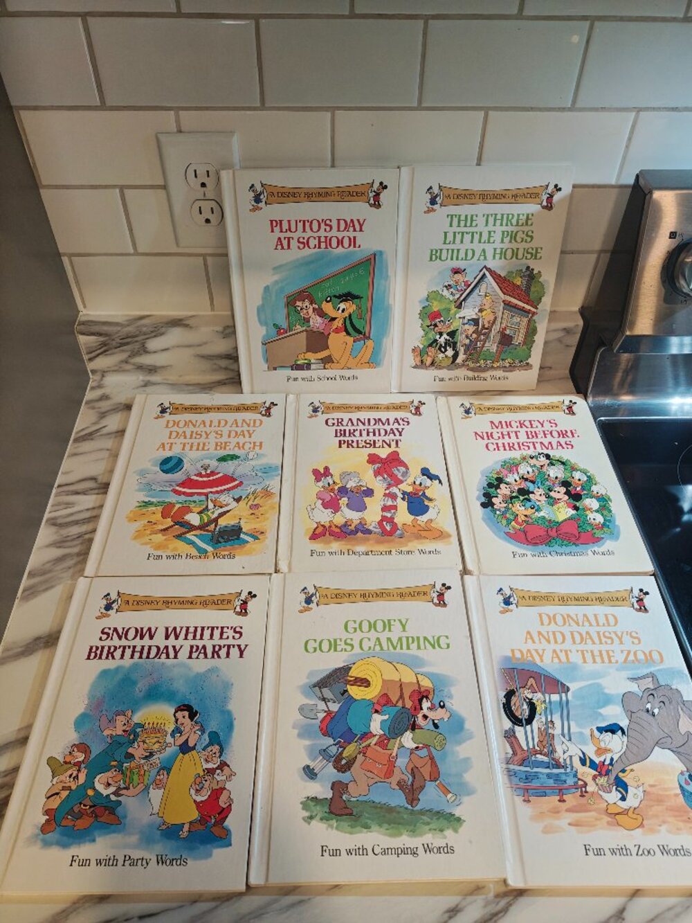 Vintage 1988 Disney Rhyming Reader Books Lot of 8 Hardcover Grolier Mickey Mouse